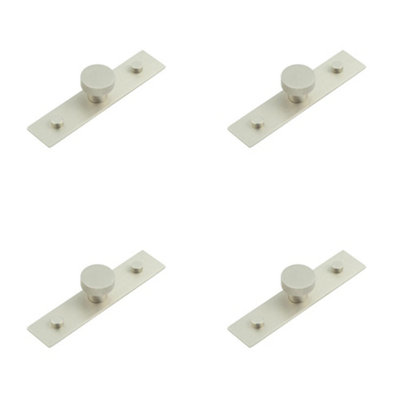 4 PACK 30mm Satin Nickel Cupboard Knob with Plain Backplate for Modern Interiors - Kitchen Cabinet Knob