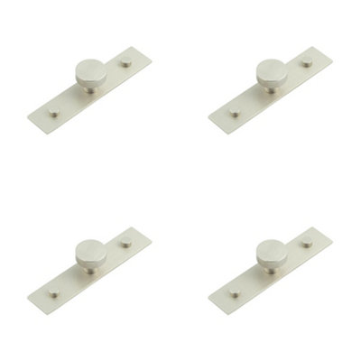 4 PACK 30mm Satin Nickel Cupboard Knob with Stylish Backplate - Kitchen Cabinet Knob