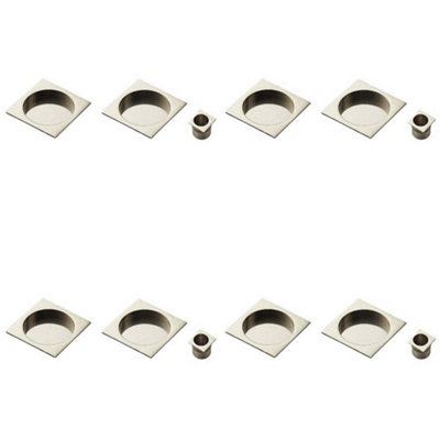 4 PACK - 30mm Sliding Door Rose & 2x 53mm Square Flush Finger Pulls - Polished Chrome