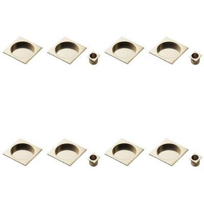 4 PACK - 30mm Sliding Door Rose & 2x 53mm Square Flush Finger Pulls - Satin Nickel
