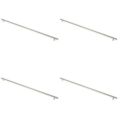 4 PACK - 30mm Straight T Bar Pull Handle 1000mm Fixing Centres Satin Stainless Steel