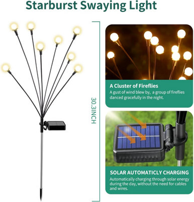 Solar Garden Lights, two 10-Pack Solar Firefly Lights, Starburst Swaying Lights