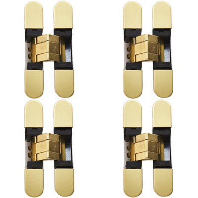 4 PACK - 3D Adjustable Concealed Cabinet Hinge - 180 Degree Opening Wardrobe BRASS