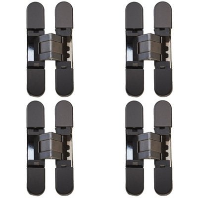 4 PACK - 3D Adjustable Concealed Cabinet Hinge - 180 Degree Opening Wardrobe MATT BLACK