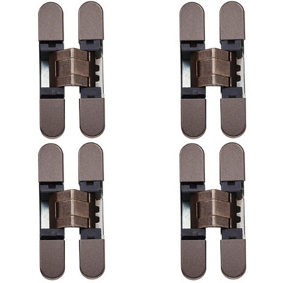 4 PACK - 3D Adjustable Concealed Cabinet Hinge - 180 Degree Opening Wardrobe MATT BRONZE