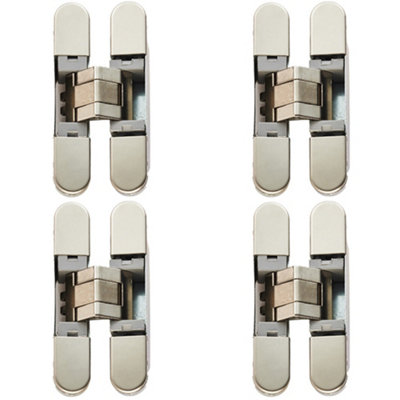 4 PACK - 3D Adjustable Concealed Cabinet Hinge - 180 Degree Opening Wardrobe NICKEL