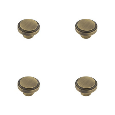 4 PACK 40mm Antique Brass Stepped Cupboard Knob for Stylish Interiors - Kitchen Cabinet Knob