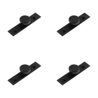 4 PACK 40mm Black Cupboard Knob with Stepped Backplate for Stylish Interiors - Kitchen Cabinet Knob