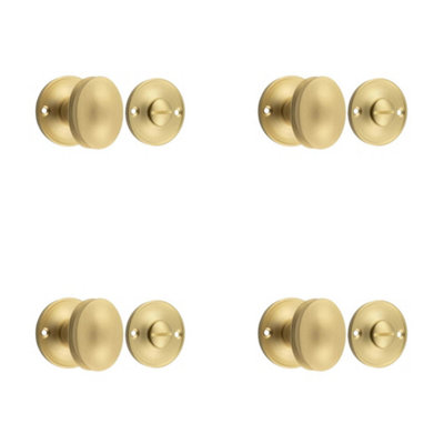 4 PACK 40mm Satin Brass Turn and Release Mechanism for Luxury Door Knob - Door Handle