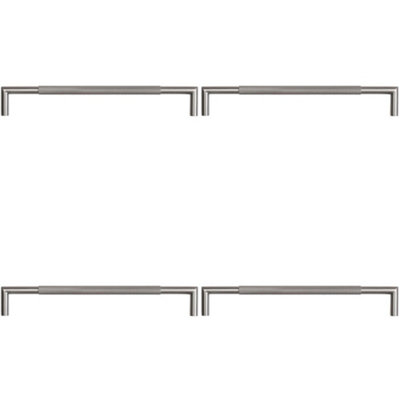 4 PACK 425mm GM Mitred B/T Linear Knurled Pull Handle - Durable Stainless Steel 304g - Door Handle