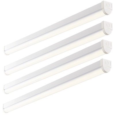 4 PACK 4ft High Lumen Batten Light - 42.5W Cool White LED - Gloss White & Opal