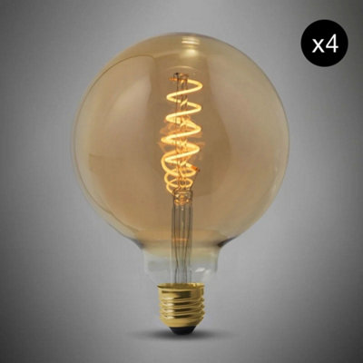 4 PACK - 4W E27 ES Vintage Edison G125 LED Light Bulb 1800K Spiral Filament High CRI Dimmable - SE Home