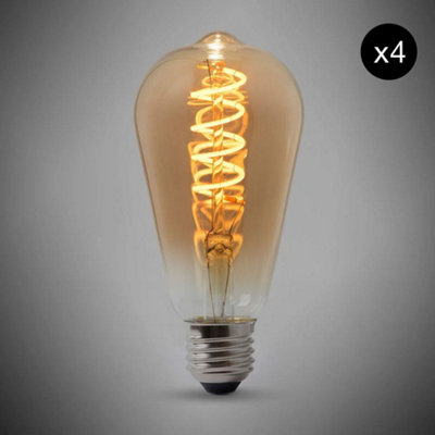 4 PACK - 4w E27 ES Vintage Edison ST64 LED Light Bulb 1800K Spiral ...
