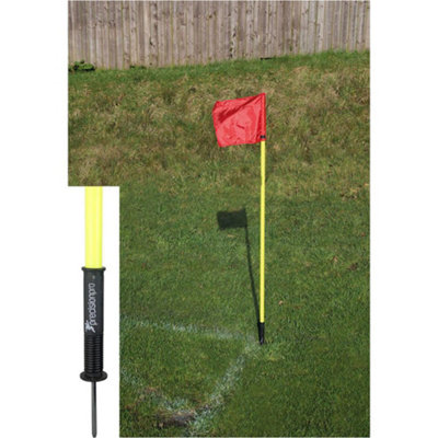 4 PACK 5ft Football Corner Posts Set - Sprung Spiked FLUO YELLOW Flags ...