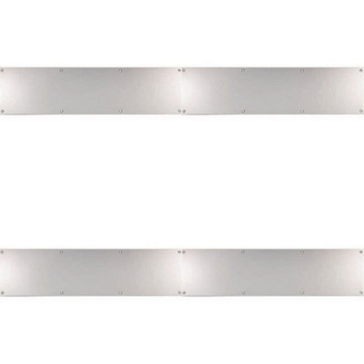 4 PACK - 615mm x 150mm Plain Door Kickplate - Satin Stainless Steel Kick Plate Protector