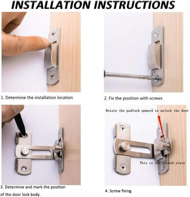 4 Pack 90 Degree Door Latches - Stainless Steel Sliding Door Locks For Bathroom & Barn Doors