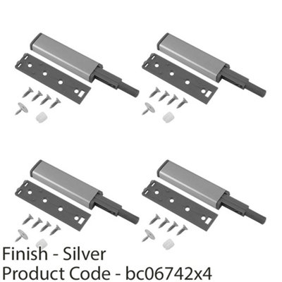 4 PACK - 94mm Push to Open Door Latch - Wardrobe & Drawer Handleless ...