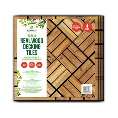 4 Pack Acacia Pine Real Wood Decking Tiles