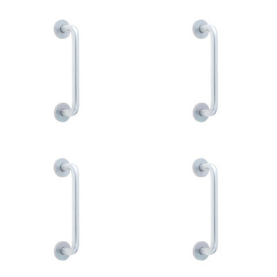 4 PACK Aluminium D Shape Pull Handle with Rose Fixing - Satin Anodised Finish 305x19mm - Door Handle
