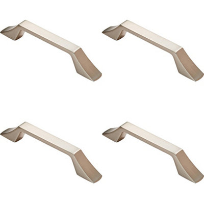 4 PACK - Angular Kitchen Pull Handle Satin Nickel 128mm Centres Shaker Cabinet Drawer