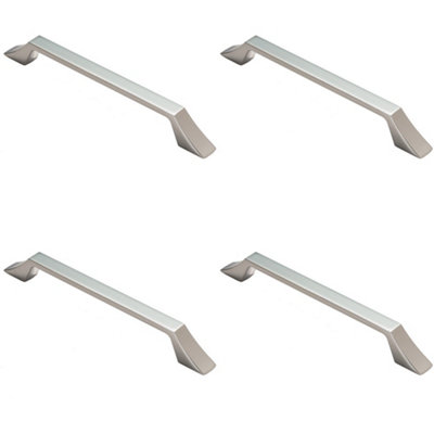 4 PACK - Angular Kitchen Pull Handle Satin Nickel 160mm Centres Shaker Cabinet Drawer
