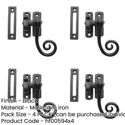 4 PACK Antique Black Casement Fasteners - 85mm Range for Windows ...