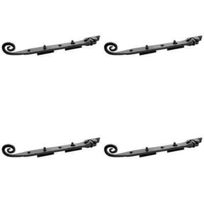 4 PACK Antique Black Curly Tail Casement Stays - 200mm - Window Peg Bar