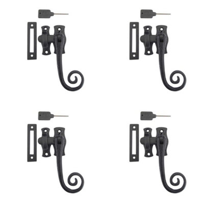 4 PACK Antique Black Range Locking Fasteners 100mm - Security and Style - Window Handle