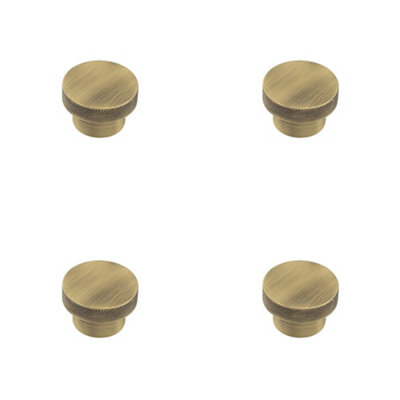 4 PACK Antique Brass 40mm Diamond Knurled Cupboard Knob for Modern Interiors - Kitchen Cabinet Knob