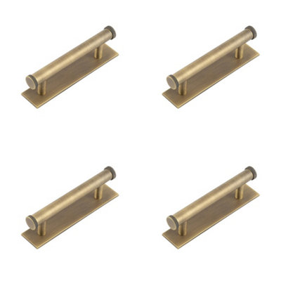 4 PACK Antique Brass Cabinet Handle with 96mm Centers for Stylish Home Interiors - Kitchen Drawer Pull Handle