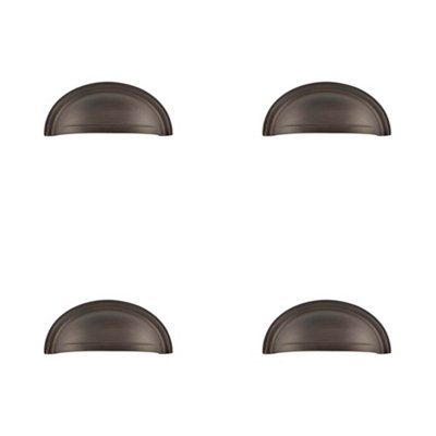 4 PACK Antique Brass Cup Pulls for Cabinets - Stylish Upgrade for Your Home - Kitchen Drawer Pull Handle