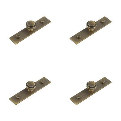 4 PACK Antique Brass Cupboard Knob with Stepped Backplate - 30mm & 40mm Sizes - Kitchen Cabinet Knob