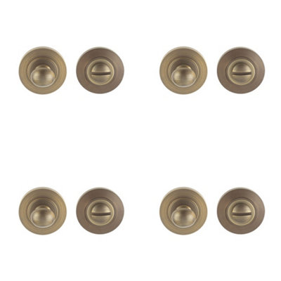 4 PACK Antique Brass Inner Turn & Release Lock with 7 Rose Options - Door Handle