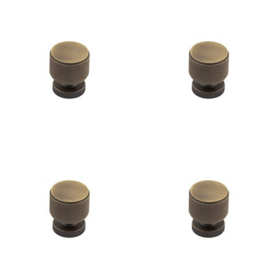 4 PACK Antique Brass Knurled Cupboard Knob for Elegant Interiors - Kitchen Cabinet Knob