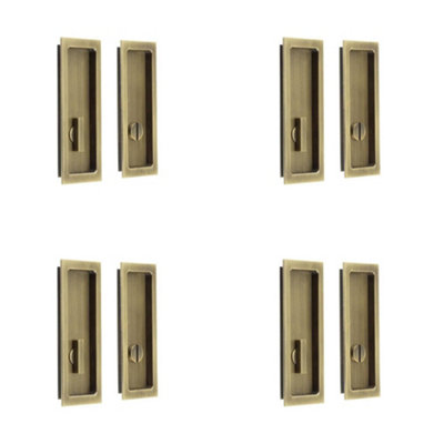 4 PACK Antique Brass Rectangular Turn & Release Privacy Lock for Doors - Door Handle