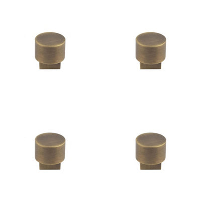 4 PACK Antique Brass Round Cupboard Knob for Stylish Interiors - Kitchen Cabinet Knob