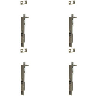 4 PACK Antique Brass Stainless Steel Flush Bolts 150mm x 20mm - Square Forend Security