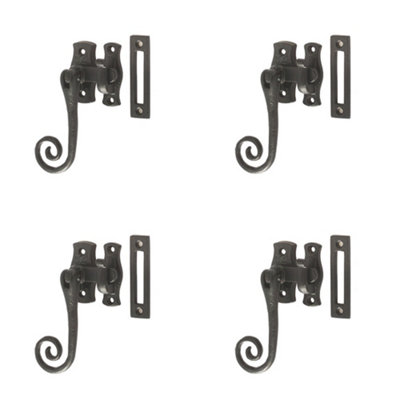 4 PACK Antique Style 100mm Black Locking Fasteners for Secure Range - Window Handle