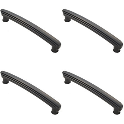 4 PACK - Art Deco Kitchen Pull Handle - Matt Black - 160mm Centres Shaker Cabinet Drawer