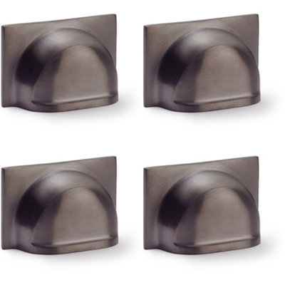 4 PACK - Backplate Cup Handle - Dark Bronze 40mm Centres Solid Brass Shaker Drawer Pull