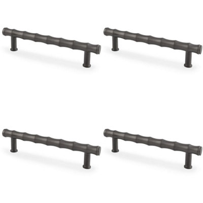 4 PACK - Bamboo T Bar Pull Handle - Dark Bronze 128mm Centres SOLID BRASS Drawer Door