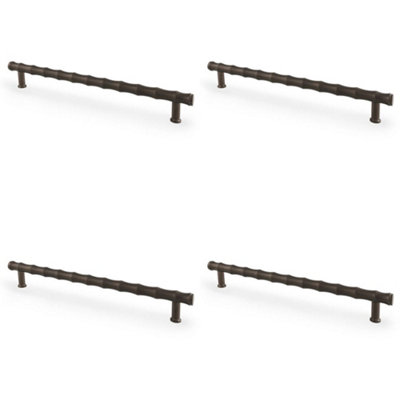 4 PACK - Bamboo T Bar Pull Handle - Dark Bronze 224mm Centres SOLID BRASS Drawer Door