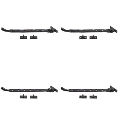 4 PACK Black Bulb End Casement Stays - 315x15x6mm for Durable Window Support - Window Peg Bar