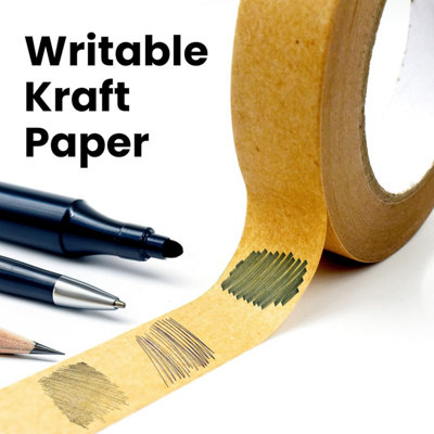4-Pack Brown Kraft Tape Rolls Heavy Duty Paper Packaging Tape for Moving, Framing, Crafting & Eco-Friendly Solutions