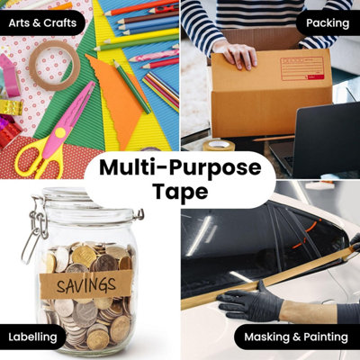 4-Pack Brown Kraft Tape Rolls Heavy Duty Paper Packaging Tape for Moving, Framing, Crafting & Eco-Friendly Solutions