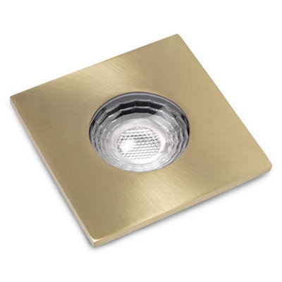 4 PACK - Brushed Brass GU10 Square Fire Rated Downlight - IP65 - SE Home
