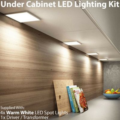 4 Pack Brushed Nickel Ultra-Slim Under Cabinet Kitchen Lights with Warm ...