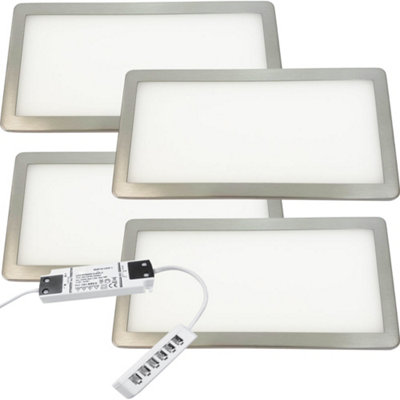 4-Pack Brushed Nickel Ultra-Slim Under Cabinet LED Lighting Kit with Driver - Warm White Diffused Light