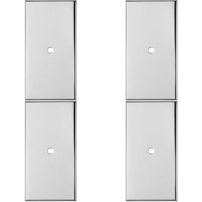 4 PACK - Cabinet Door Knob Backplate - 76mm x 40mm Polished Chrome Cupboard Handle Plate