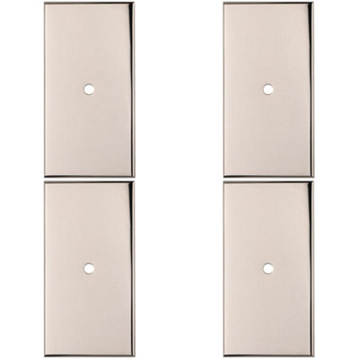 4 PACK - Cabinet Door Knob Backplate - 76mm x 40mm Polished Nickel Cupboard Handle Plate